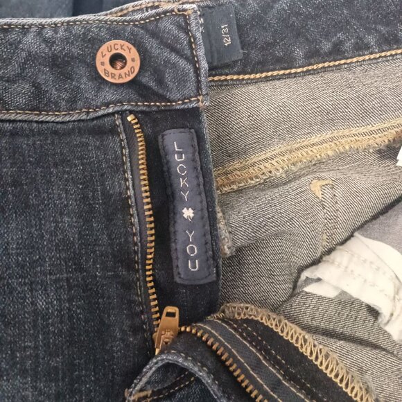 Lucky Brand Lolita Boot Cut Jeans 12/31 Blue Denim Raw Hem Great Condition - Picture 12 of 12
